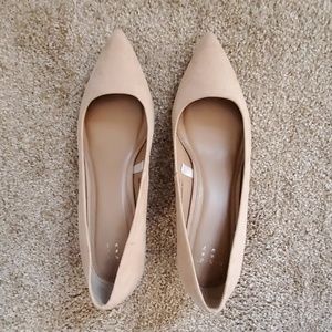 Faux Suede Nude Kitten Heels